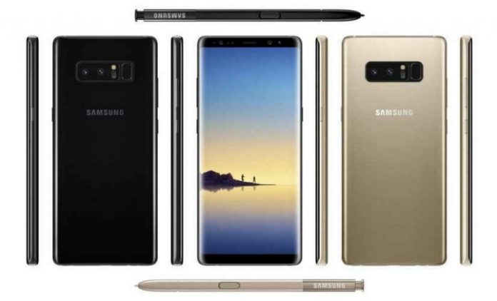 Samsung Galaxy Note8 Gold And Black Coulor