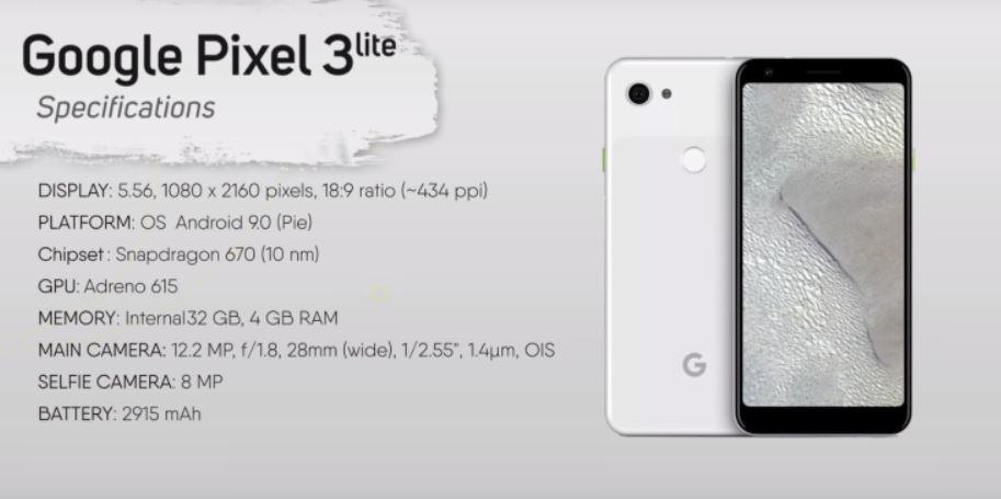 Google Pixel 3 Lite Specs