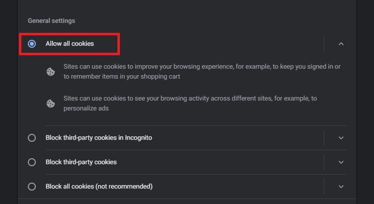 Chrome Allow Third Party Cookies: Error 3000 Twitch