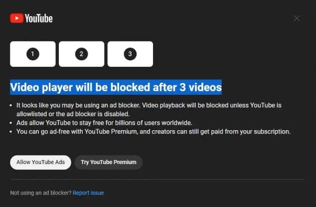 YouTube’s previous warning to users