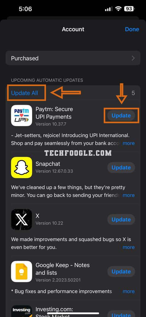 apps update all or Update Individual App