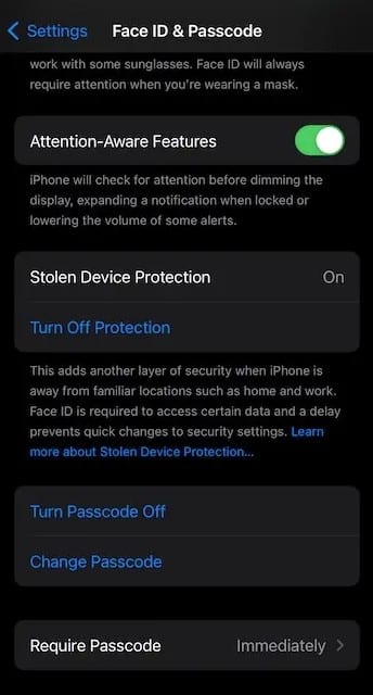 Stolen Device Protection in iOS 17.3