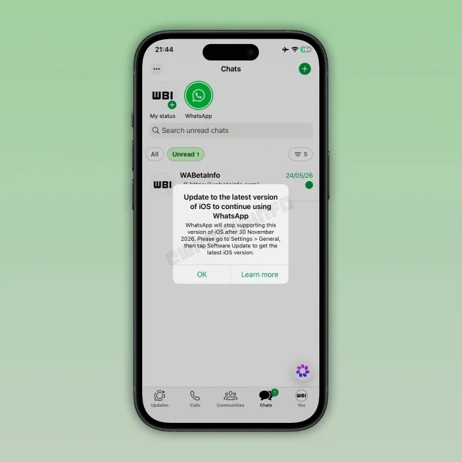 Your iPhone Could Lose WhatsApp in November 2026: Check If Your Device Is at Risk! 1 WhatsApp-support-notification-iOS