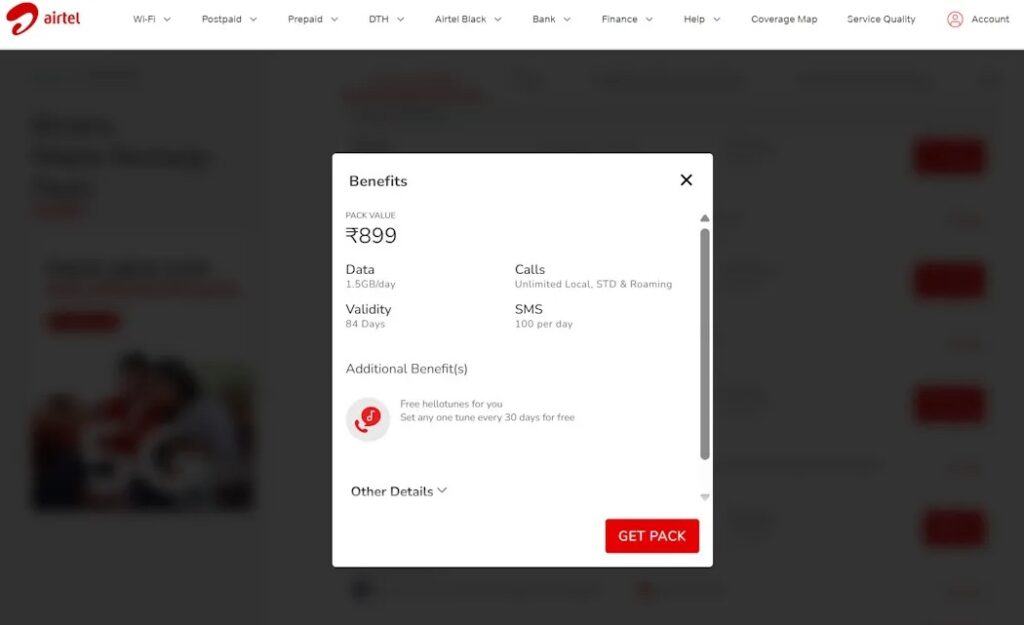 Airtel Discontinues ₹299 Prepaid Plan, 5 More Recharge Plans Removed 1 airtel 899 pack details