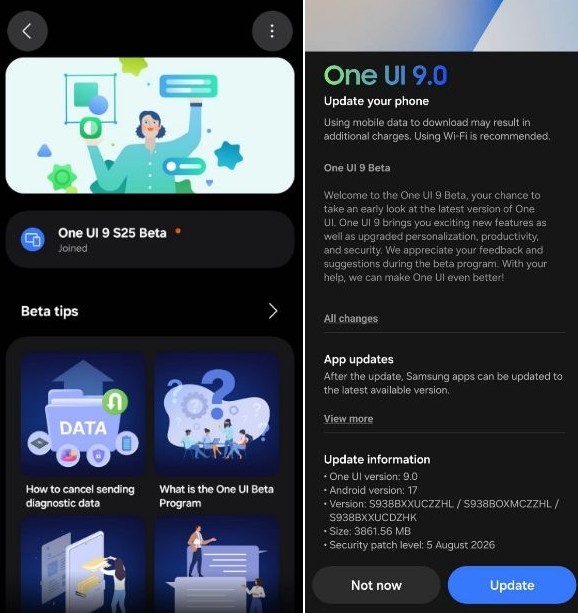 One UI 9 Beta Reaches Galaxy S25 Series