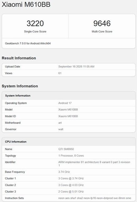 Xiaomi 18 Pro Geekbench Leak Is INSANE: Snapdragon 8 Elite Gen 6 & Adreno 845 Revealed 1 xiaomi-18-pro-geekbench-specs-leak